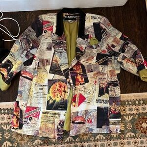 Map and Postcard Multicolor Graphic Women's Blazer